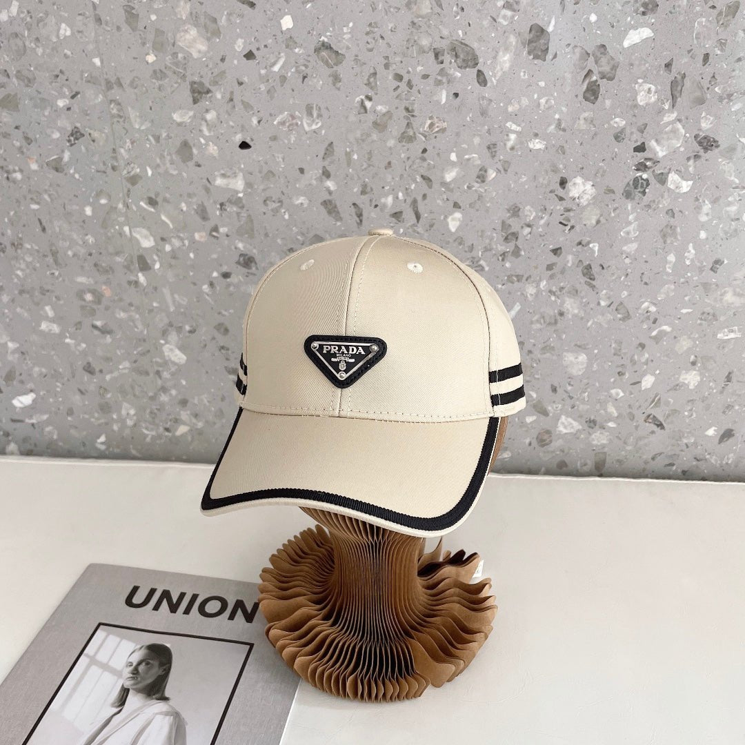 Prada Triangle Logo Baseball Cap | Luxury Designer Cotton Hat - Serene