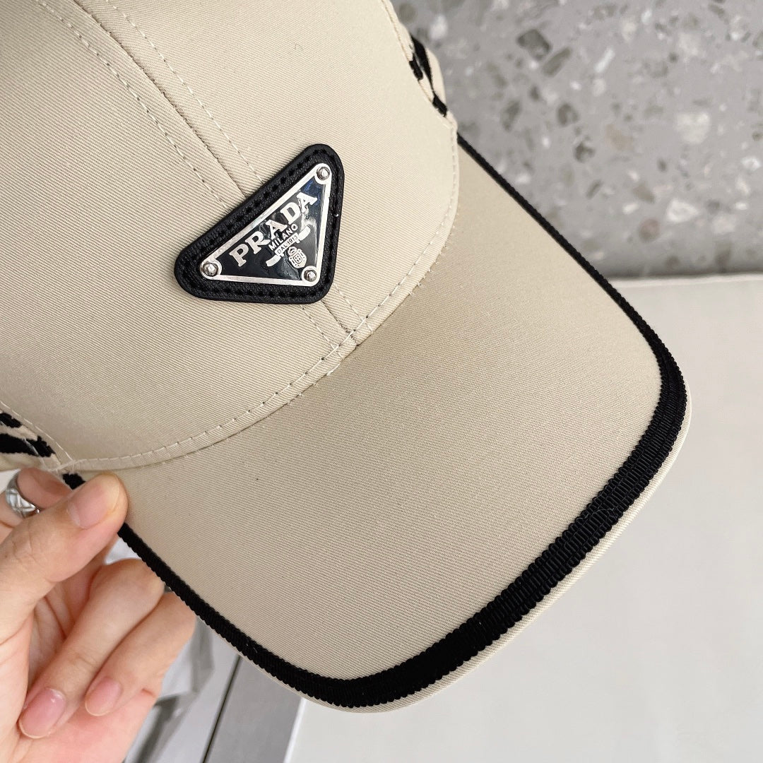 Prada Triangle Logo Baseball Cap | Luxury Designer Cotton Hat - Serene