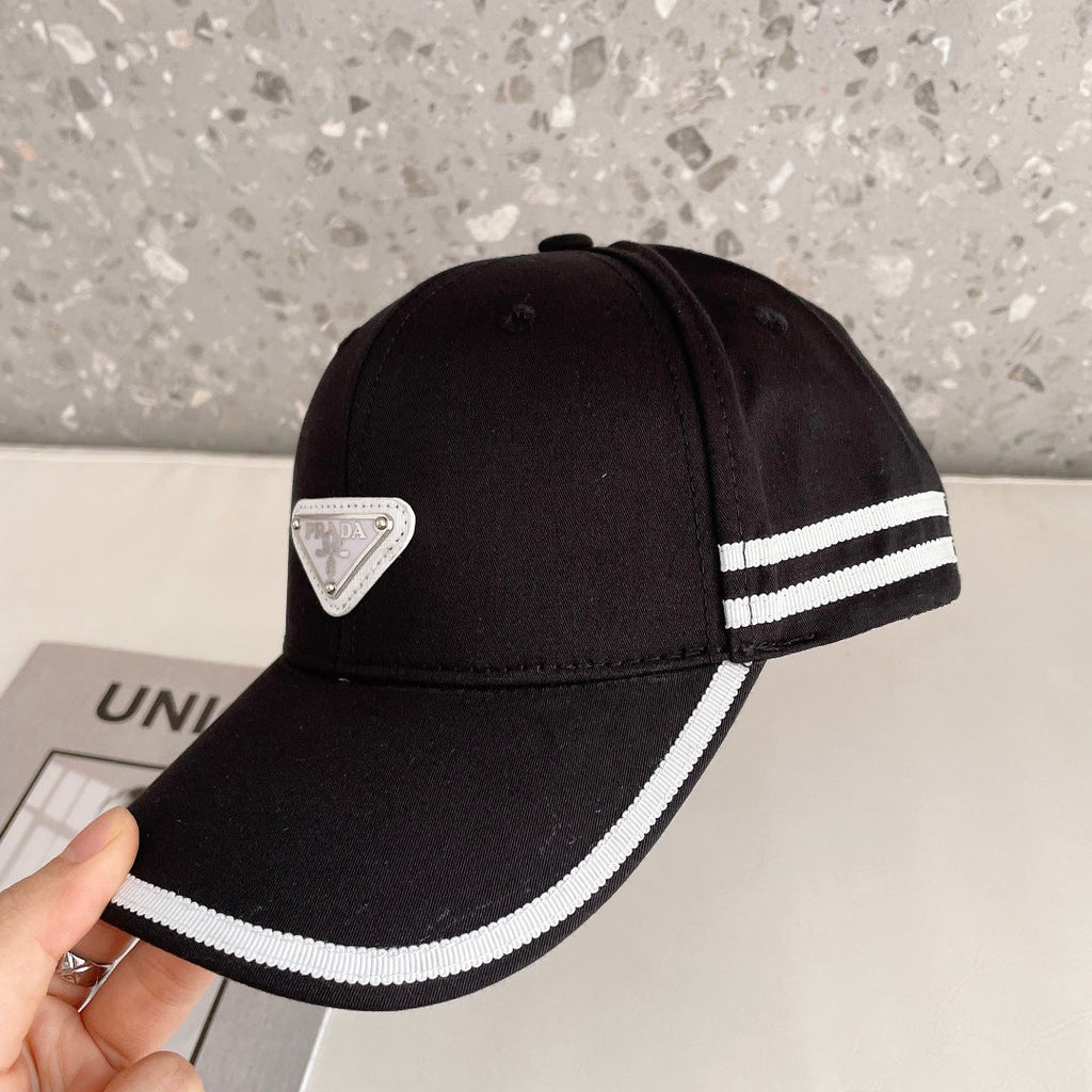 Prada Triangle Logo Baseball Cap | Luxury Designer Cotton Hat - Serene