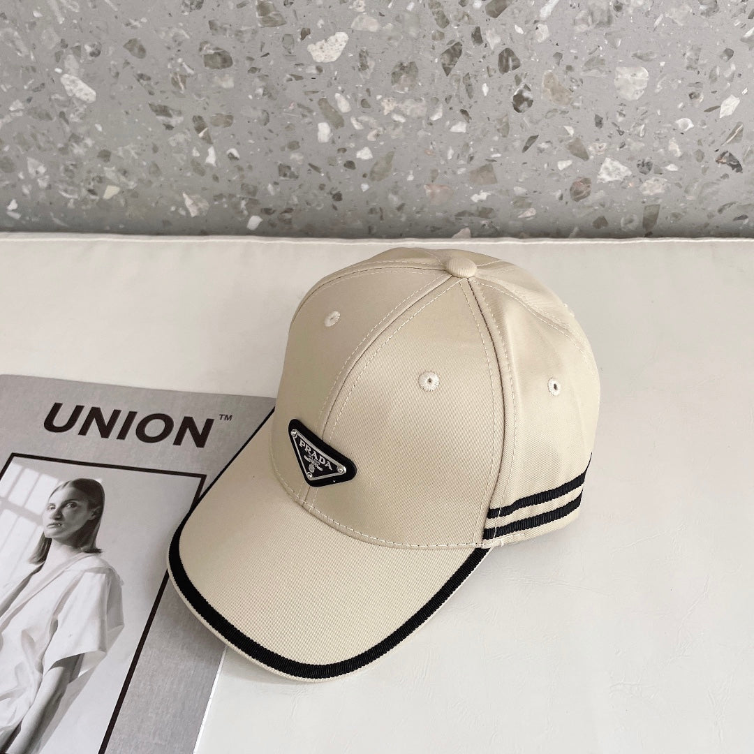 Prada Triangle Logo Baseball Cap | Luxury Designer Cotton Hat - Serene