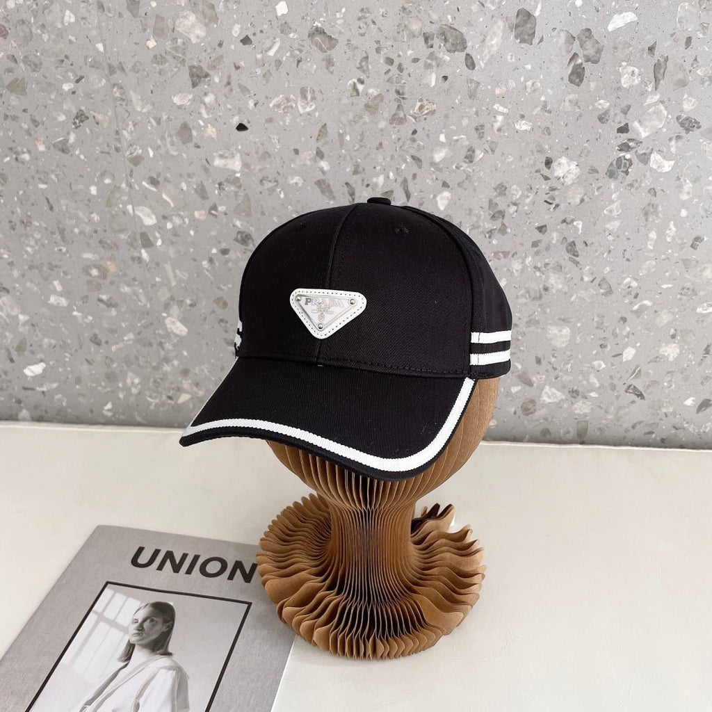 Prada Triangle Logo Baseball Cap | Luxury Designer Cotton Hat - Serene