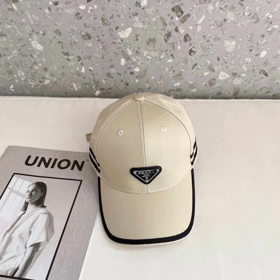 Prada Triangle Logo Baseball Cap | Luxury Designer Cotton Hat - Serene