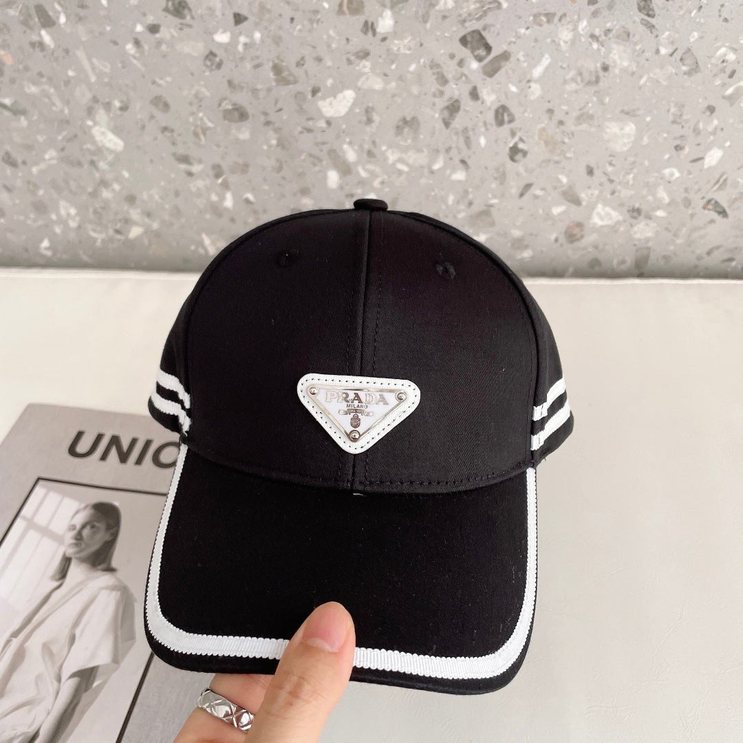 Prada Triangle Logo Baseball Cap | Luxury Designer Cotton Hat - Serene