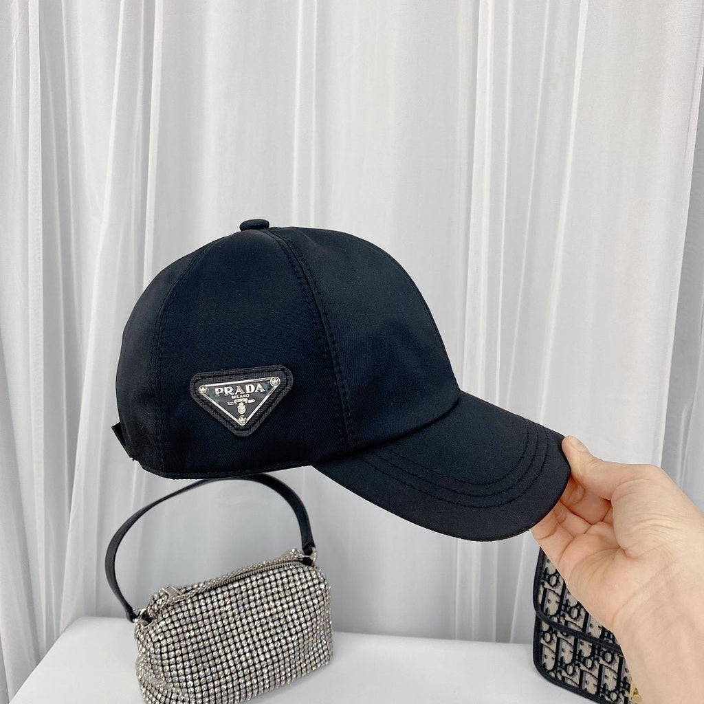 Prada Triangle Logo Baseball Cap | Luxury Designer Hat - Serene