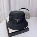 Prada Triangle Logo Bucket Hat | Luxury Designer Cotton Hat - Serene