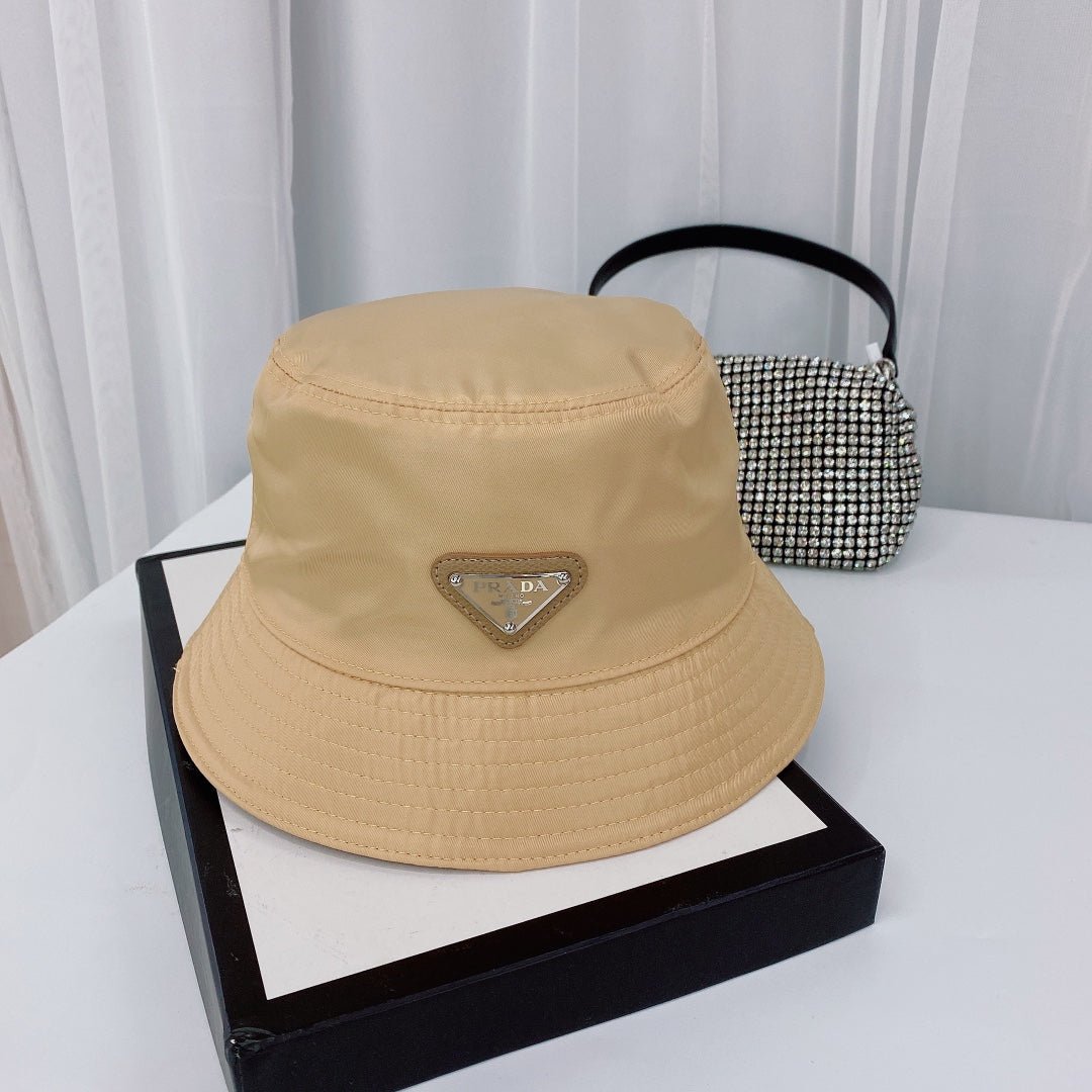 Prada Triangle Logo Bucket Hat | Luxury Designer Cotton Hat - Serene