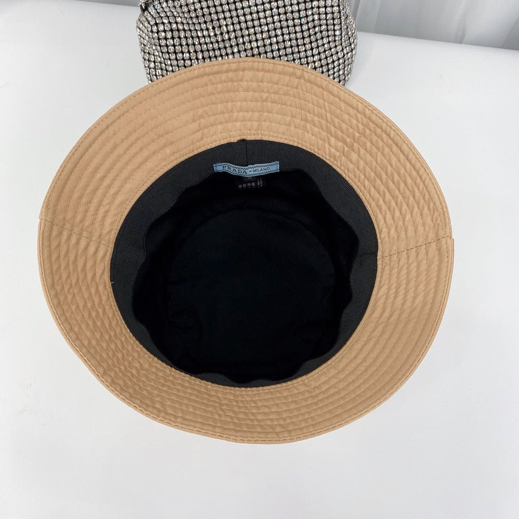 Prada Triangle Logo Bucket Hat | Luxury Designer Cotton Hat - Serene