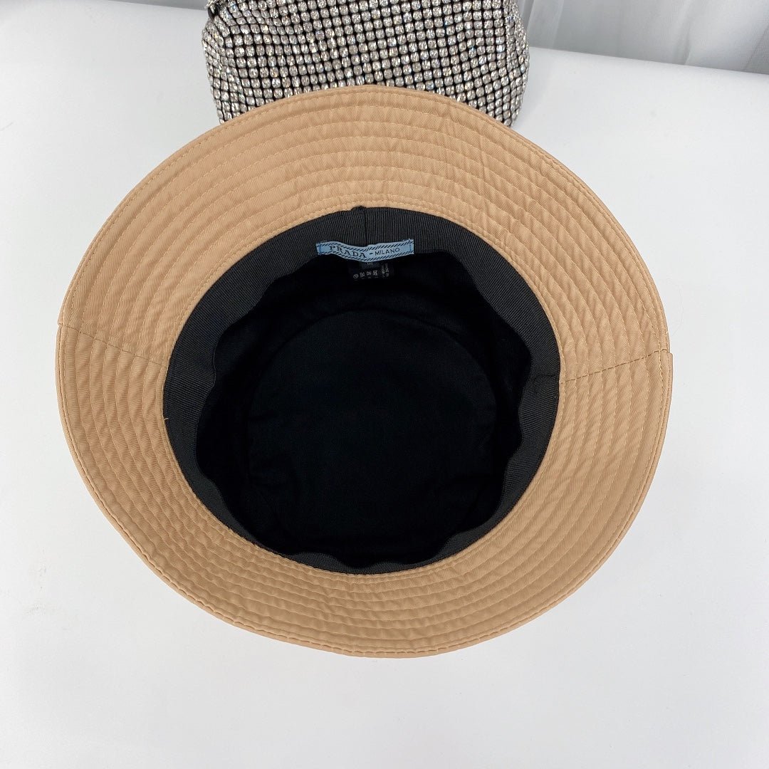 Prada Triangle Logo Bucket Hat | Luxury Designer Cotton Hat - Serene