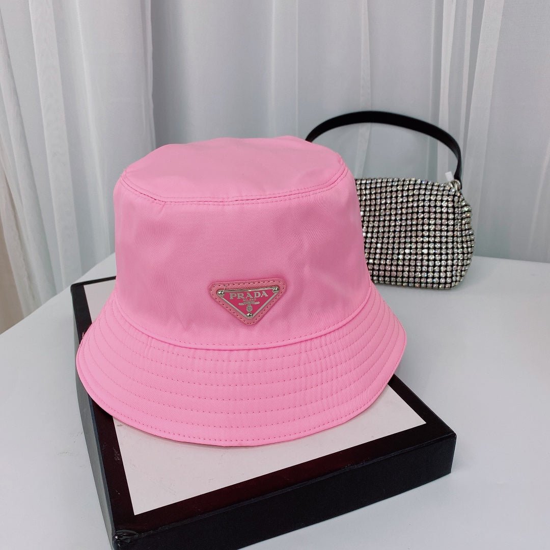 Prada Triangle Logo Bucket Hat | Luxury Designer Cotton Hat - Serene
