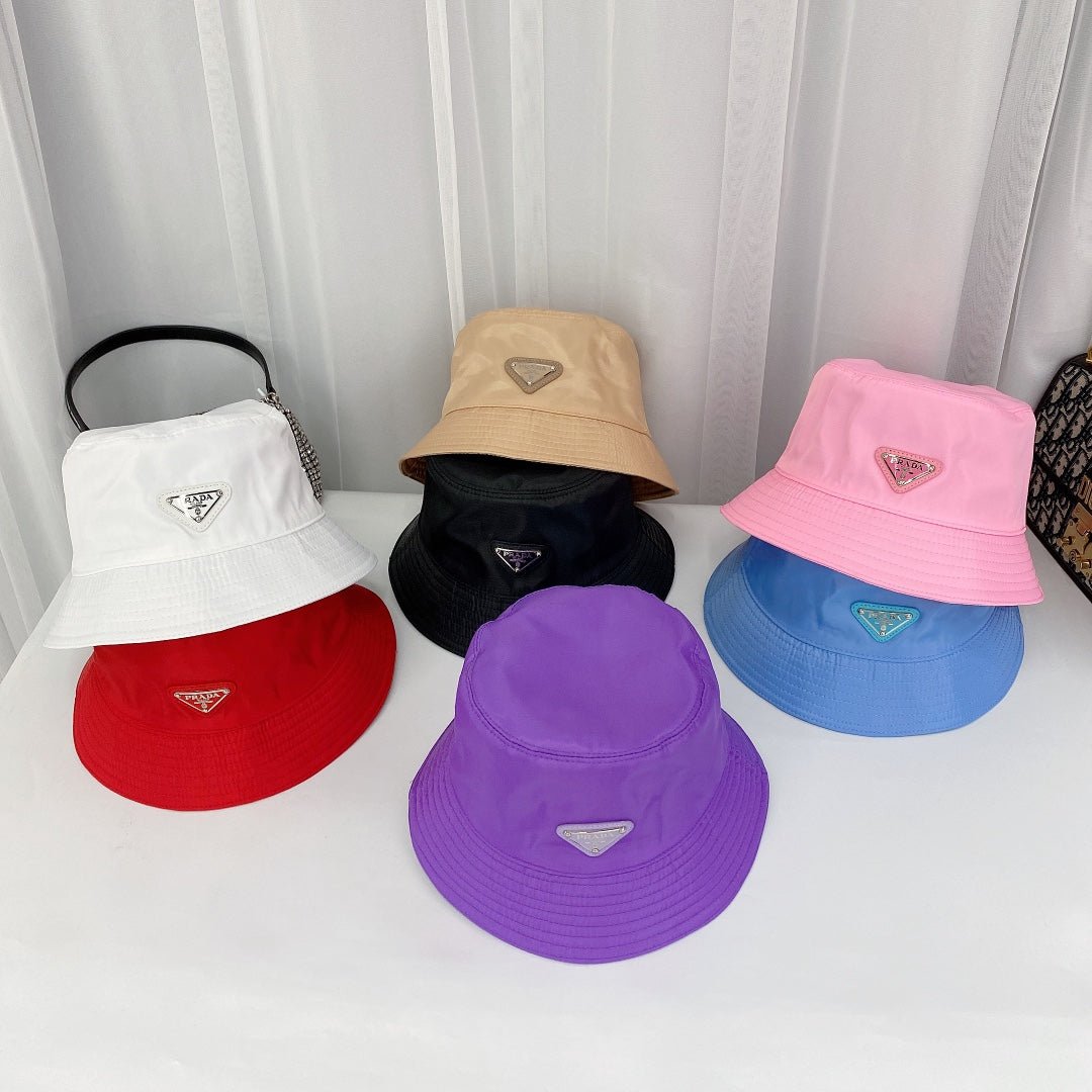Prada Triangle Logo Bucket Hat | Luxury Designer Cotton Hat - Serene