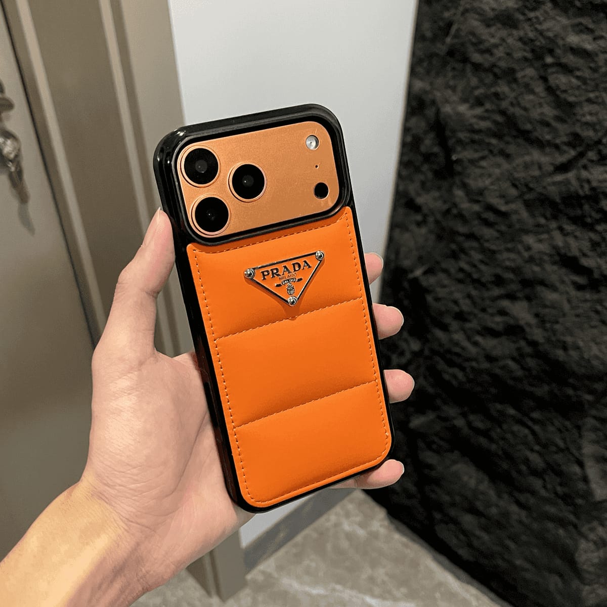 Puffer Prada iPhone 18 Pro Case – Luxury Designer Phone Cover - Serene
